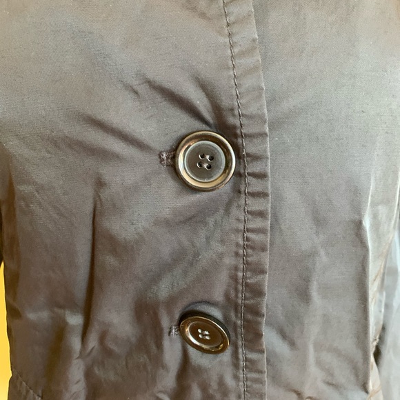 Forever 21 Black Trench Rain Coat Button Closure Nylon Coat Size Small. - Picture 7 of 8